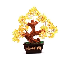 瑜瑞轩黄水晶摇钱树水晶发财树招财树镇宅家居摆件辟邪保平安