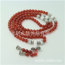批发天然6MM红玛瑙念珠一件代发藏银饰品天然水晶网店代理