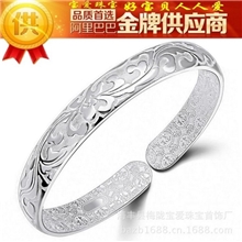 银饰品批发厂家直供淘宝热卖新款繁花似锦手镯镀千足银复古手环