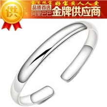 厂家直供批发招代理光面开口手镯白铜镀足银手环时尚首饰贵妃镯子