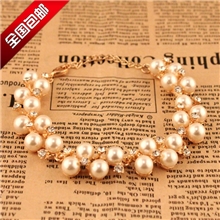 欧美外贸复古时尚饰品手链批发金色拜托小姐水钻珍珠手链手饰