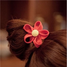 09502韩国进口拉链齿边布艺花朵金扣发扎发圈