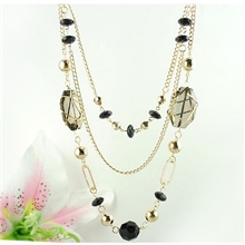 FN10122欧美风格金色链条多层镶水晶毛衣链长项链饰品批发