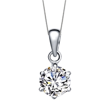 艾她DT20713纯银吊坠1克拉吊坠钻石纯银项链六爪女士吊坠