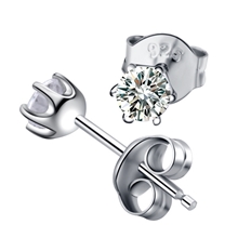 纯银耳钉ET220232女士饰品银饰批发925纯银钻耳钉银饰