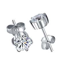 艾她E20055耳饰50分钻纯银耳钉防过敏六爪耳钉专柜品质