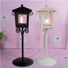 D17批发古典小亭烛台铁艺婚庆工艺礼品欧式田园玻璃落地风灯