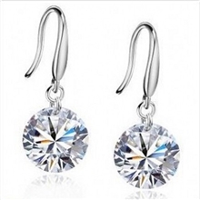 【赠送证书】精品大钻石耳环镀白金925纯银耳坠505011