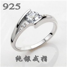 【赠送证书】八心八箭镶锆石925纯银戒指纯银饰品首饰500036