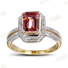 工厂直出配NGTC证书天然粉红碧玺分色白金黄金钻石彩宝戒指