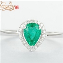 配NGTC证书天然哥伦比亚祖母绿天然南非钻石18K白金戒指