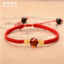 红绳纯天然正品琥珀手链本命年辟邪保平安转运血珀蜜蜡手串批发