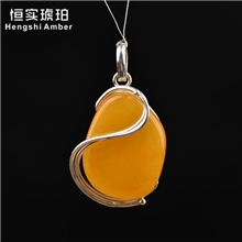 银镶吊坠（B）恒实琥珀蜜蜡吊坠精美花珀血珀绿珀吊坠批发45/g起