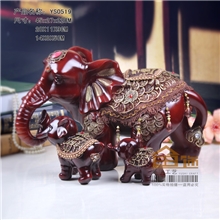 【鱼饰工艺】0519母子三象摆件家居装饰品高档礼品招财大象