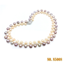 厂家供应欧美外贸热销饰品天然多层双排珍珠项链批发原单货源