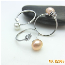 时尚地摊热卖饰品个性创意珍珠戒指活扣调节天然珍珠戒指批发