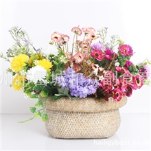 HLI海草编织花草筒编手工编织花篮手工工艺品