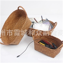 HLI草编收纳篮收纳筐水果杂物草编外贸工艺品藤编柳编用品