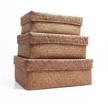 HLI洗衣篓收纳盒手工编织化妆品收纳箱盒子草编织收纳盒