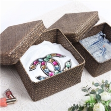 HLI草编洗衣篓非藤编柳编整理收纳筐办公文具杂物收纳筐篮