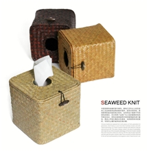 zakka日式家居杂货草编纸巾盒手工编织纸巾盒外贸家居日用品