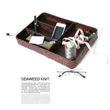 田园日式宜家草编非藤编柳编整理收纳筐办公文具杂物遥控收纳筐篮