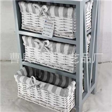 宜家风格收纳柜草编橱实木橱柜欧式木柜草编收纳柜橱柜