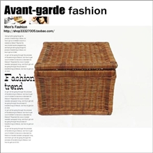 外贸编织收纳盒田园日式储物箱藤编收纳篮