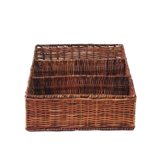 外贸原单日式藤编三层分格遥控器筐办公用品文件架杂志篮