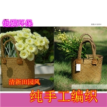 包邮草编非藤编柳编手工民间特色工艺品草编花器礼品包装送礼花篮