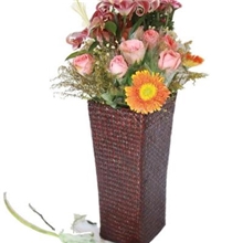 zakka杂货外贸家居杂货草编花器手工编织创意花篮三件套