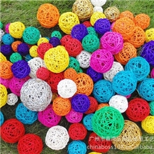 供应3厘米至10厘米彩色藤球藤制工艺品批发藤编织产品