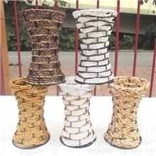 厂价直销台面桌面摆放藤编花瓶圆口密身型藤花瓶批发