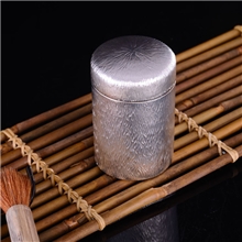 金属工艺品纯银茶具树皮纹茶叶筒