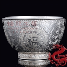 厂家批发直供纯银餐具140克福禄寿喜小银碗