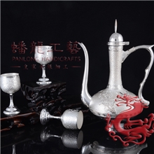 特色商务礼品手工银器喜鹊登梅银酒具