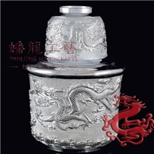 金属工艺品银酒具手工银器五龙闹海烫酒壶