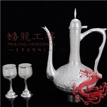 蟠龙工艺加工定制手工银器大喜鹊登梅银酒具