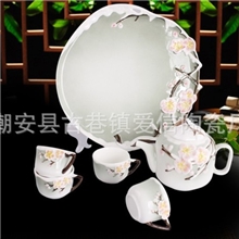 供应珐(法)琅瓷绘彩梅花茶具套装/礼品/陶瓷工艺品/送礼佳品