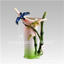 供应欧式仿古陶瓷花瓶厂家直销12寸竹鸟花瓶