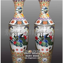 厂家直销批发陶瓷大花瓶工艺品玉堂富贵粉彩开膛陶瓷大花瓶1.2m