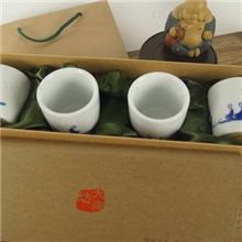 【批发茶具茶杯】品茗悟惮高脚杯景德镇手绘兰釉茶杯窑变茶杯