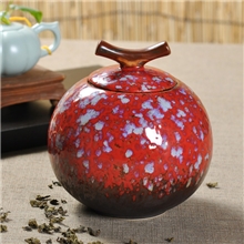 万紫千红窑变茶叶罐储物罐密封罐家居摆设茶筒陶瓷工艺品
