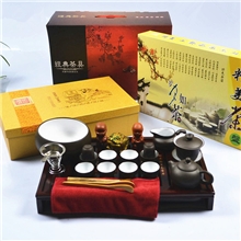 给力实惠礼品茶博士实木茶盘22头紫砂茶具手提袋套装功夫茶具