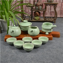 精品汝窑茶具套装德化陶瓷功夫茶具开片汝瓷高档展示礼品盒装