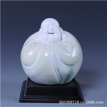 供应陶瓷高档结晶釉佛像汽车摆设陶瓷结晶釉工艺品弥勒佛