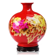 中国红瓷/麦秆工艺品/麦秆瓷花瓶/景德镇工艺品花瓶