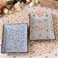 长方型盘子陶瓷日式风格釉下彩餐具方菜盘微波炉适荷叶边设计