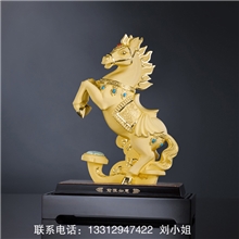 马年绒沙金前程如意小贺岁精品商务会议绒沙金工艺品摆件马摆件