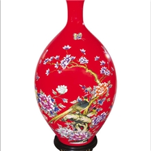 中国红瓷器厂家陶瓷家居工艺花瓶陶瓷工艺品厂家锦上添花